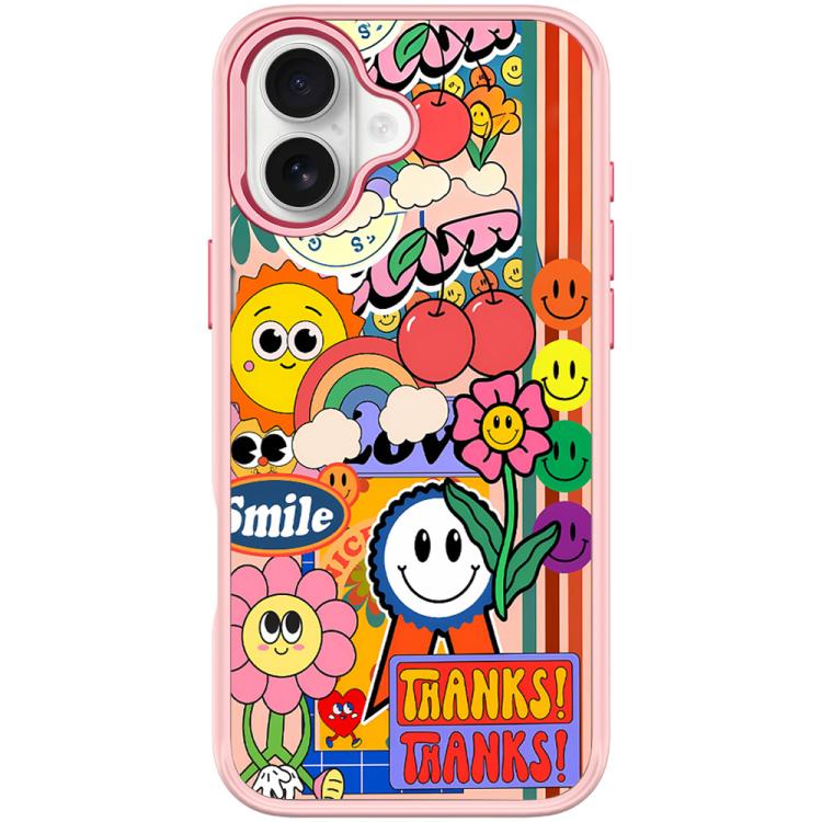 For iPhone 17 Thanks Sunflower Pattern Magnetic Phone Case(Pink)