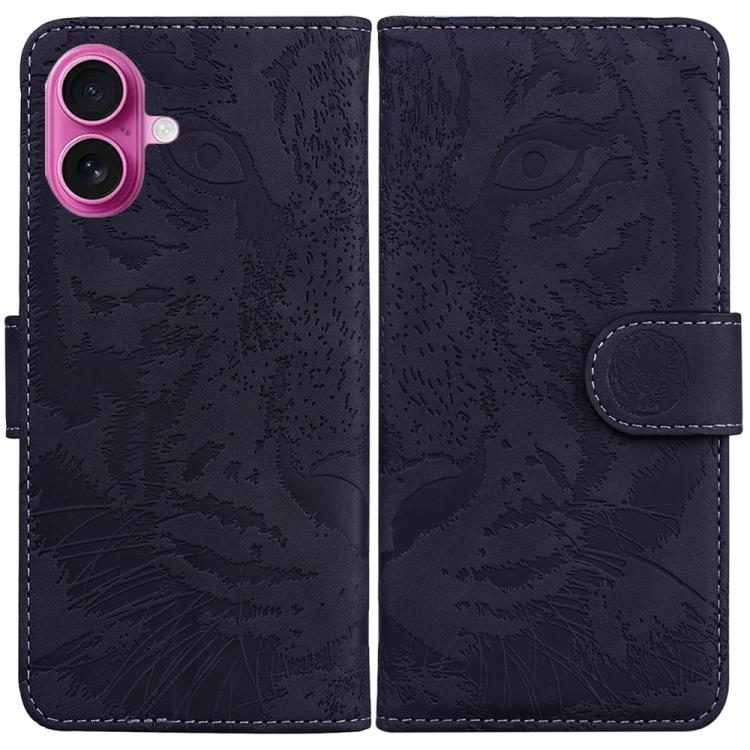 For iPhone 17 Tiger Embossing Pattern Leather Phone Case(Black)