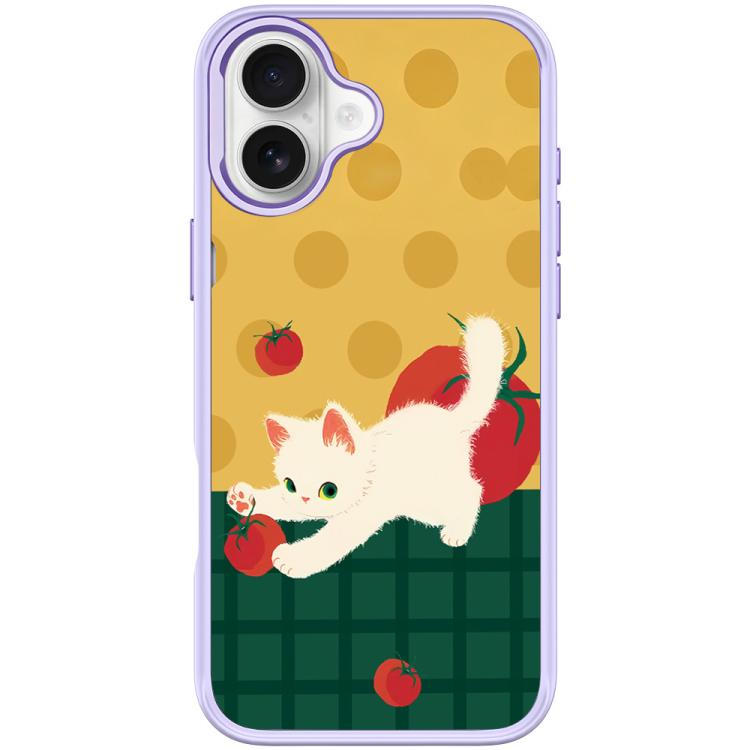 For iPhone 17 Tomato Cat Pattern Magnetic Phone Case(Light Purple)