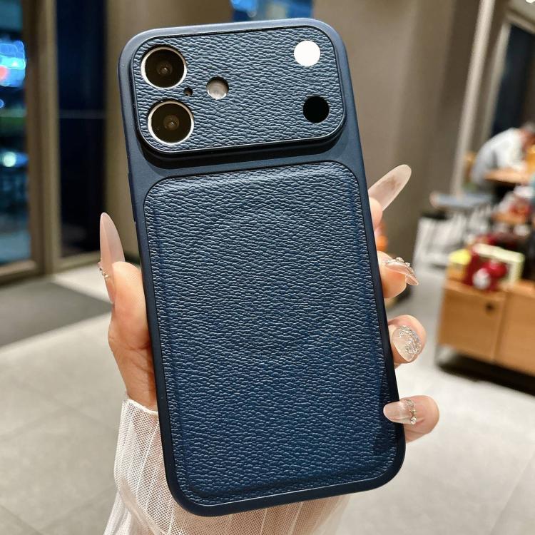 For iPhone 17 Transforms Into 17 Large Window Litchi Texture Magnetic Phone Case(Dark Blue)