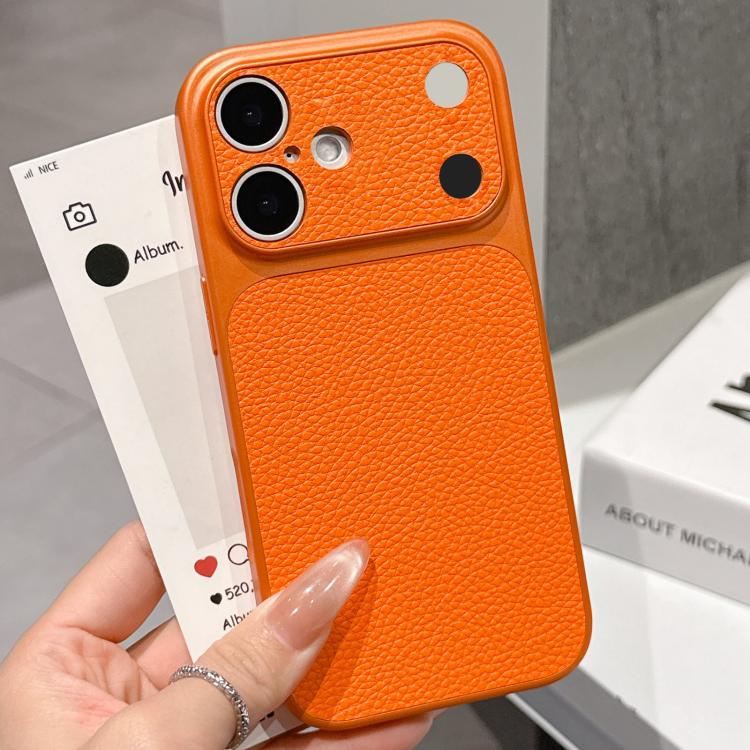 For iPhone 17 Transforms Into 17 Series Large Window Frosted Lychee Texture Phone Case(Orange)