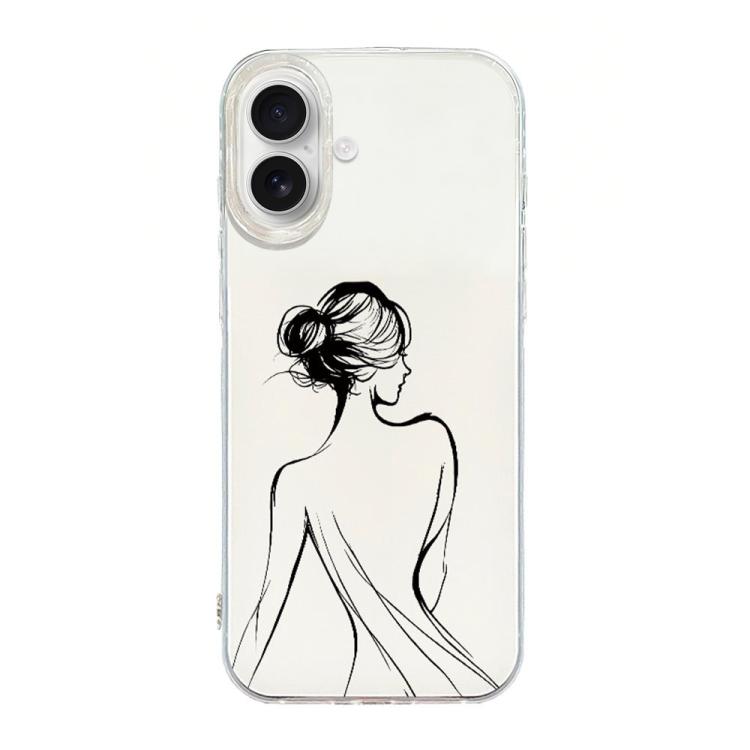 For iPhone 17 Transparent Frame IMD Cream Phone Case(Line Beautiful Back)