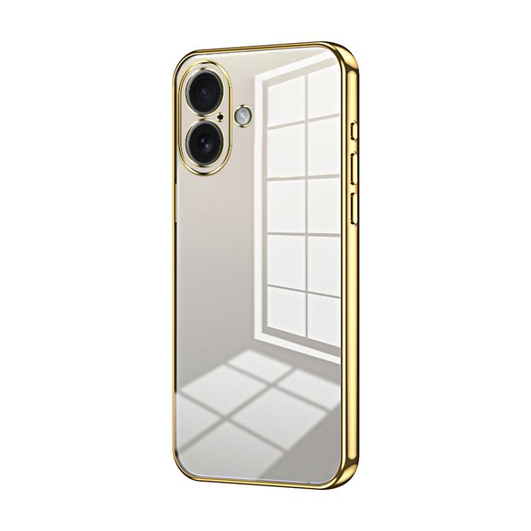 For iPhone 17 Transparent Plating Fine Hole Phone Case(Gold)