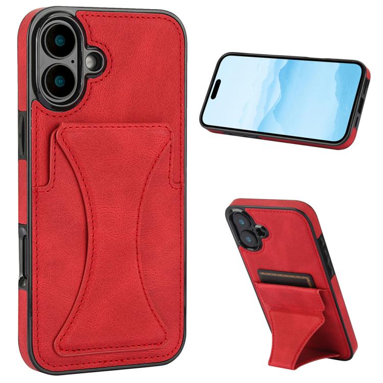 For iPhone 17 Ultra-thin Shockproof Phone Protective Case with Holder(Red)