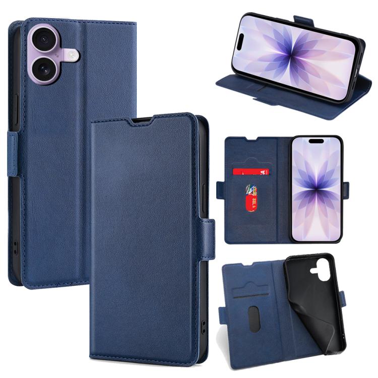 For iPhone 17 Ultra-thin Voltage Side Buckle Horizontal Flip Leather Phone Case(Blue)