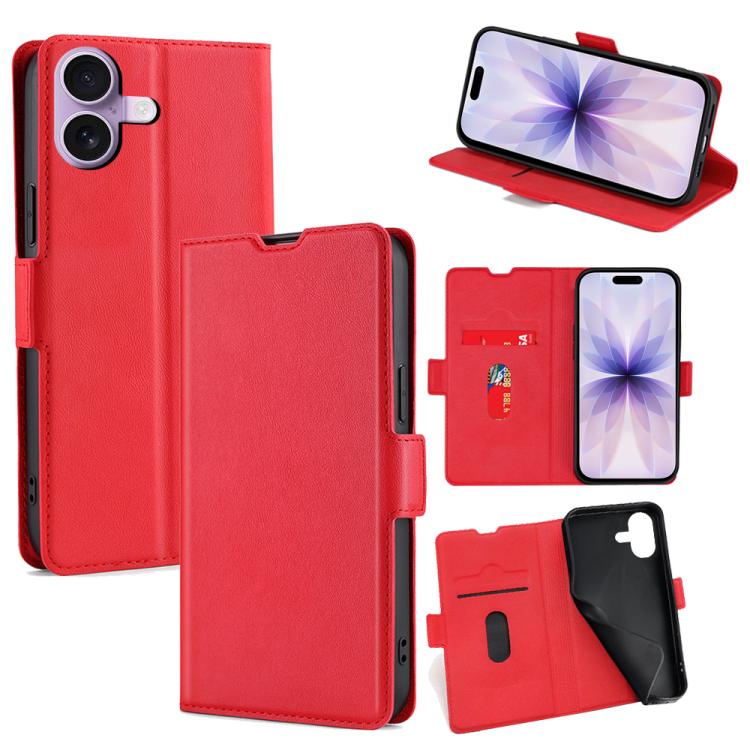 For iPhone 17 Ultra-thin Voltage Side Buckle Horizontal Flip Leather Phone Case(Red)