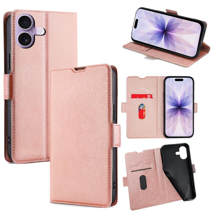 For iPhone 17 Ultra-thin Voltage Side Buckle Horizontal Flip Leather Phone Case(Rose Gold)