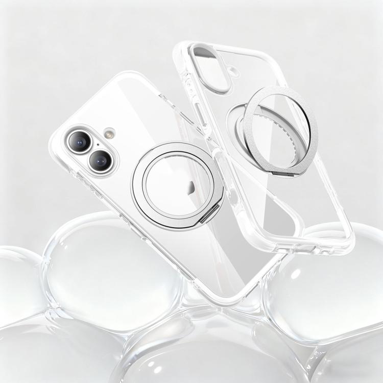 For iPhone 17 Vacuum Airbag TPU + Acrylic 360 Rotating Bracket Magnetic Shockproof Phone Case(White)
