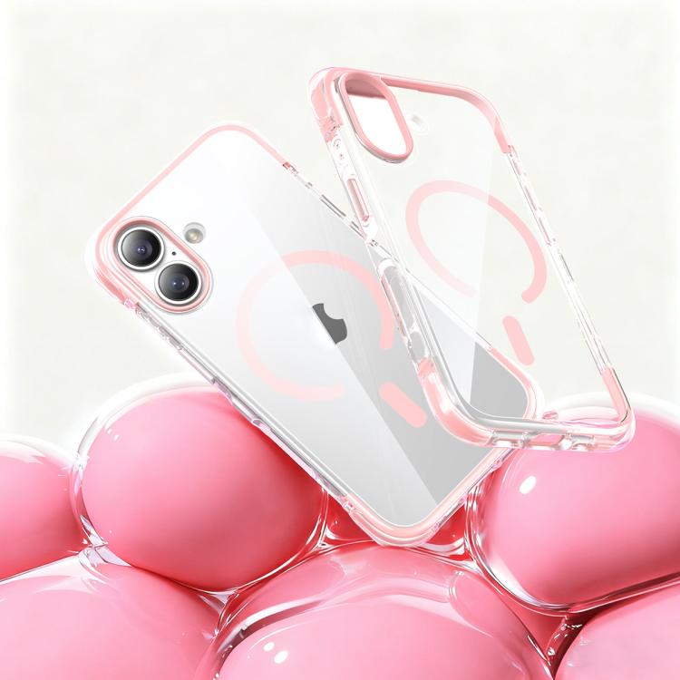 For iPhone 17 Vacuum Airbag TPU + Acrylic Magnetic Shockproof Phone Case(Pink)