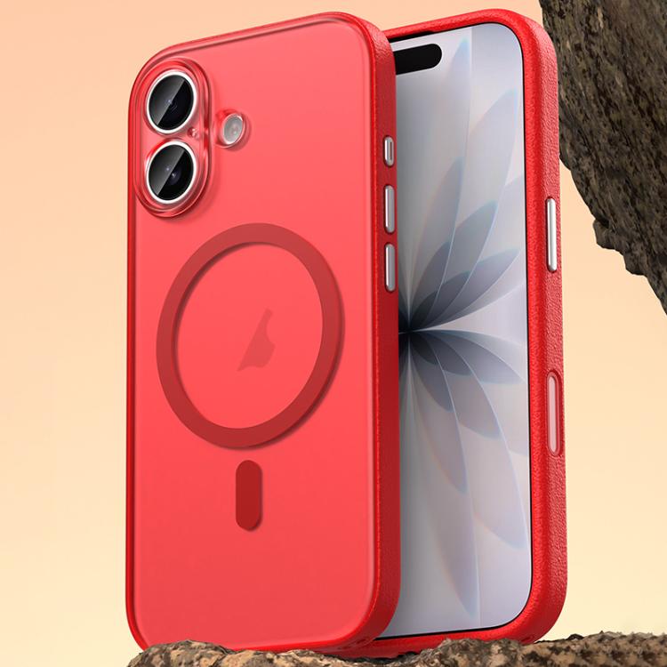 For iPhone 17 Vegan Leather Magnetic Phone Case(Berry Red)