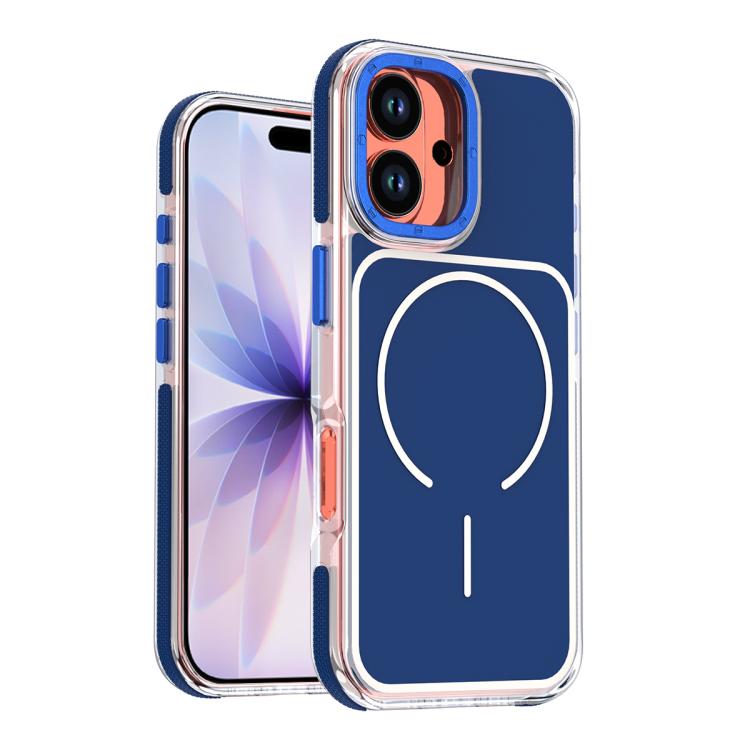 For iPhone 17 Vibrant Dual-color TPU + Acrylic Magnetic Phone Case(Blue)