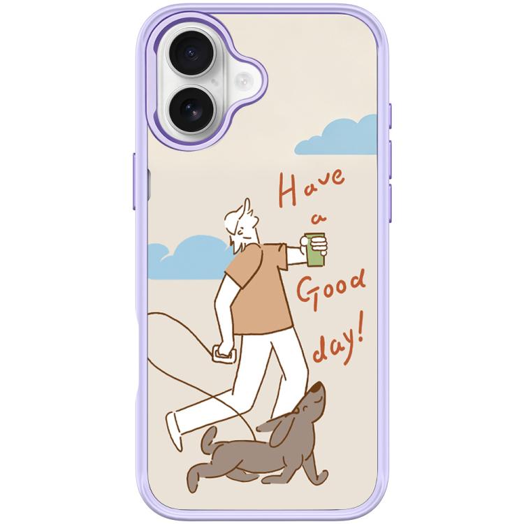 For iPhone 17 Walking Dog Pattern Magnetic Phone Case(Light Purple)