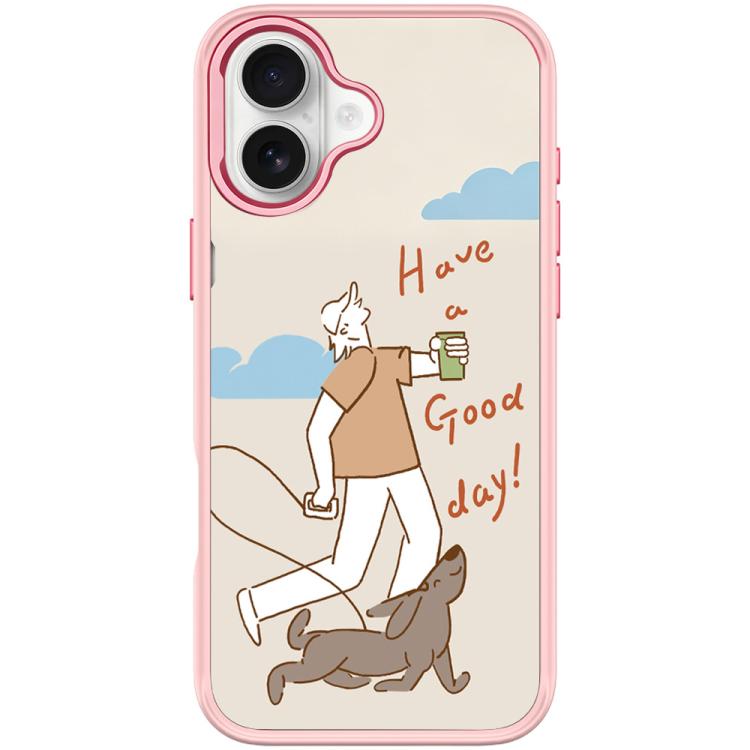 For iPhone 17 Walking Dog Pattern Magnetic Phone Case(Pink)
