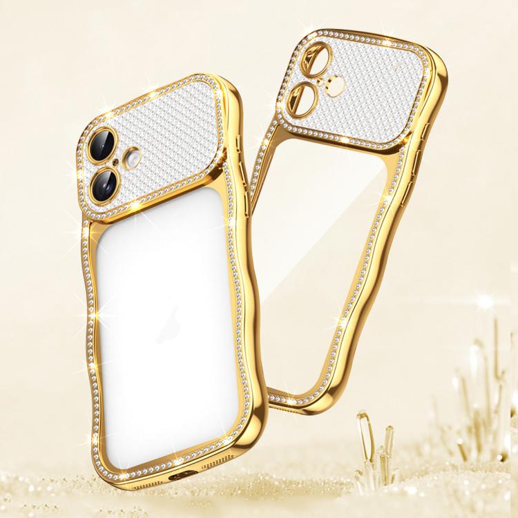 For iPhone 17 Wave Twisting Star Diamond Shockproof Electroplate TPU Phone Case(Gold)