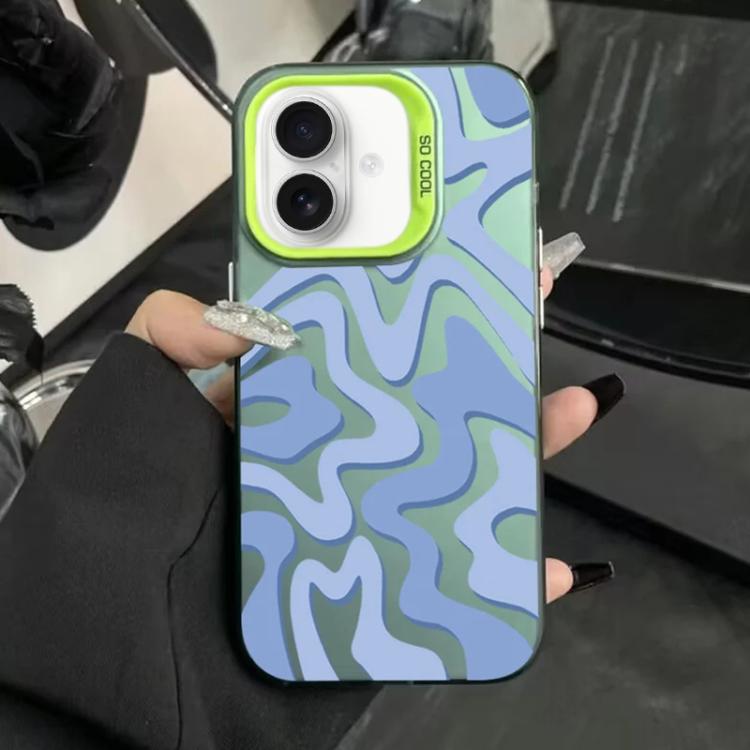 For iPhone 17 Wavy Stripes Pattern Frosted IMD 2-in-1 PC Phone Case(Green)