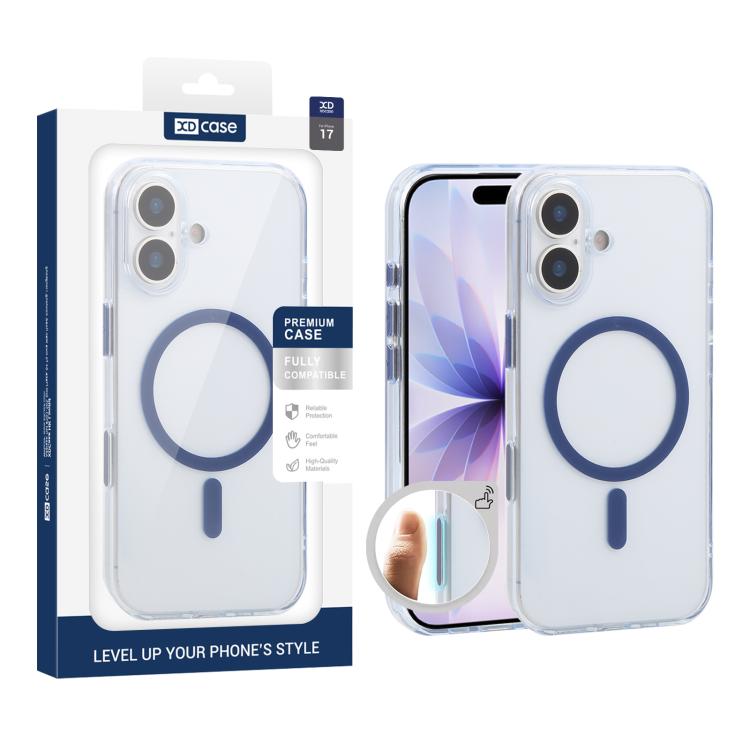 For iPhone 17 XDcase Frosted Transparent Magnetic Shockproof Phone Case(Blue)