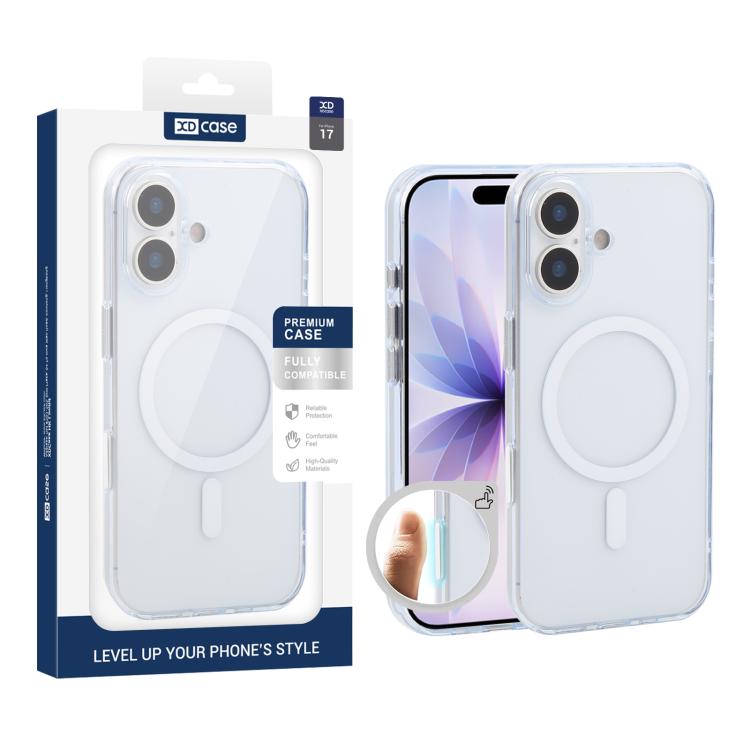 For iPhone 17 XDcase Frosted Transparent Magnetic Shockproof Phone Case(White)