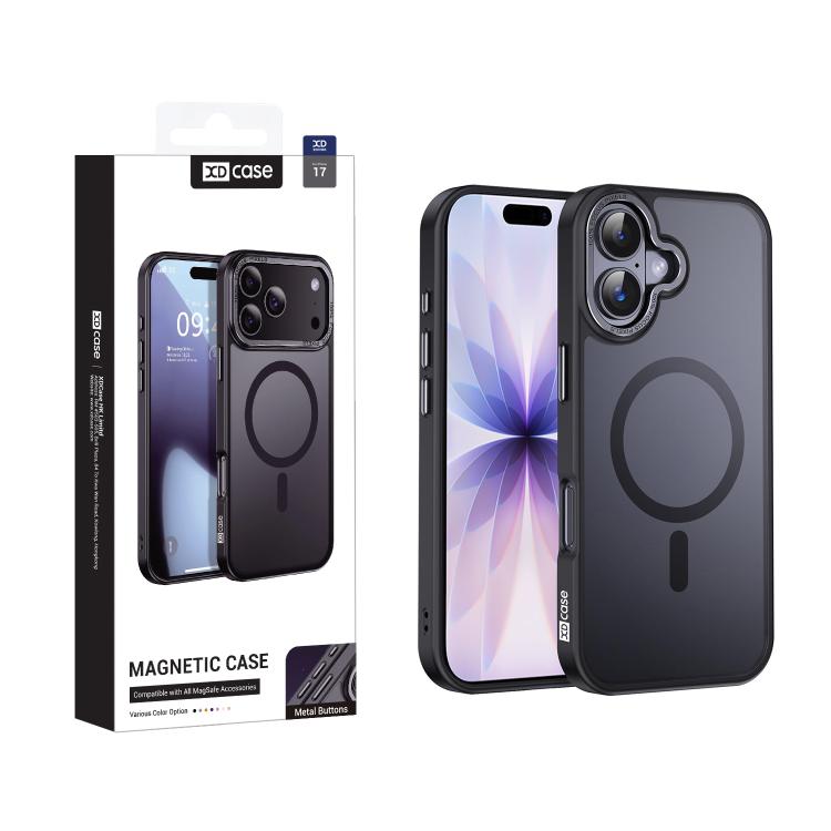For iPhone 17 XDcase Metal Lens Frame Skin Feel Magnetic Phone Case(Black)