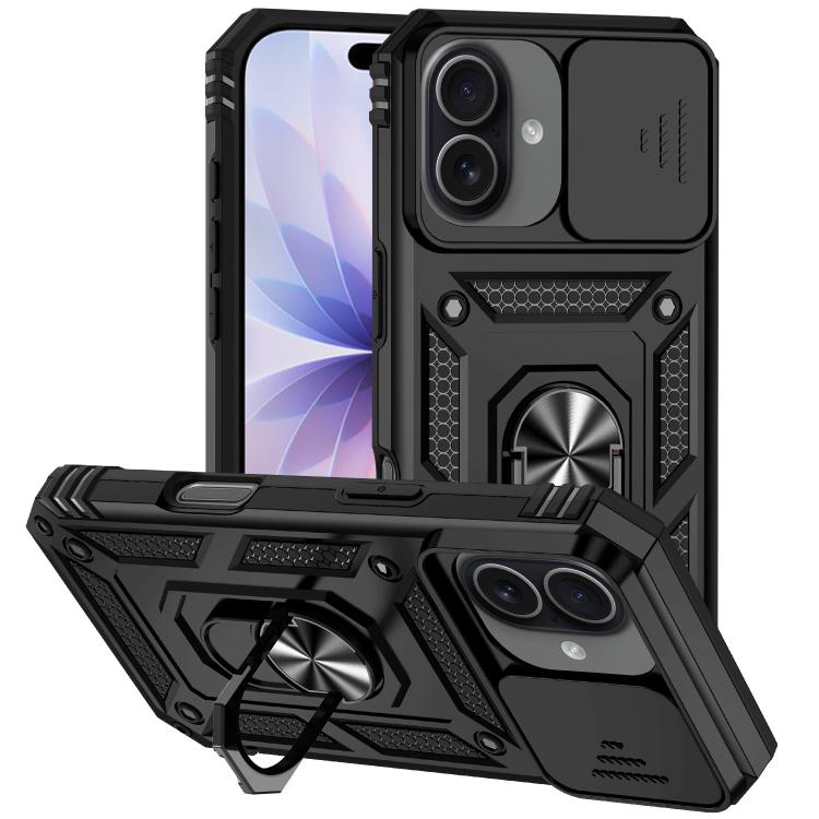 For iPhone 17 XDcase Sliding Camshield Ring Holder Magnetic Phone Case(Black)