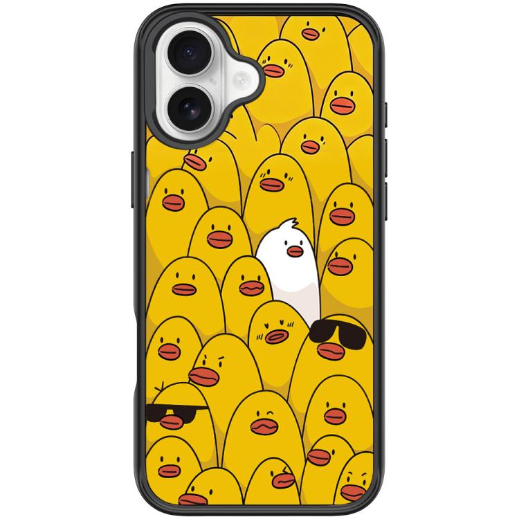 For iPhone 17 Yellow Duck Pattern Magnetic Phone Case(Black)