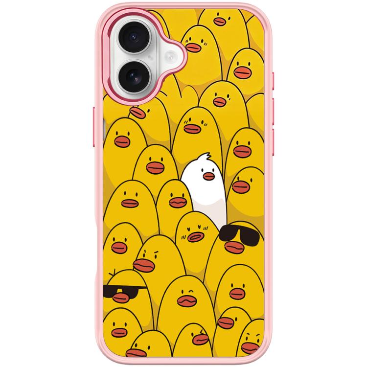 For iPhone 17 Yellow Duck Pattern Magnetic Phone Case(Pink)