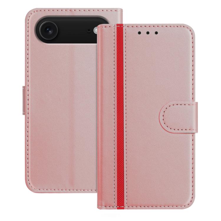 For iPhone Air Color Block Card Slots Vegan Leather Phone Case(Rose Gold)