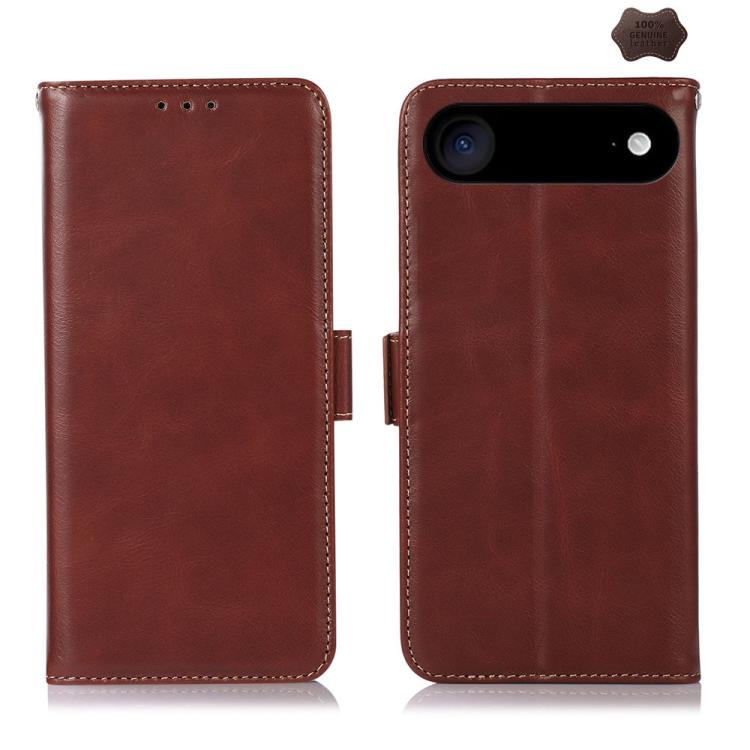 For iPhone Air Crazy Horse Top Layer Cowhide Leather Phone Case(Brown)