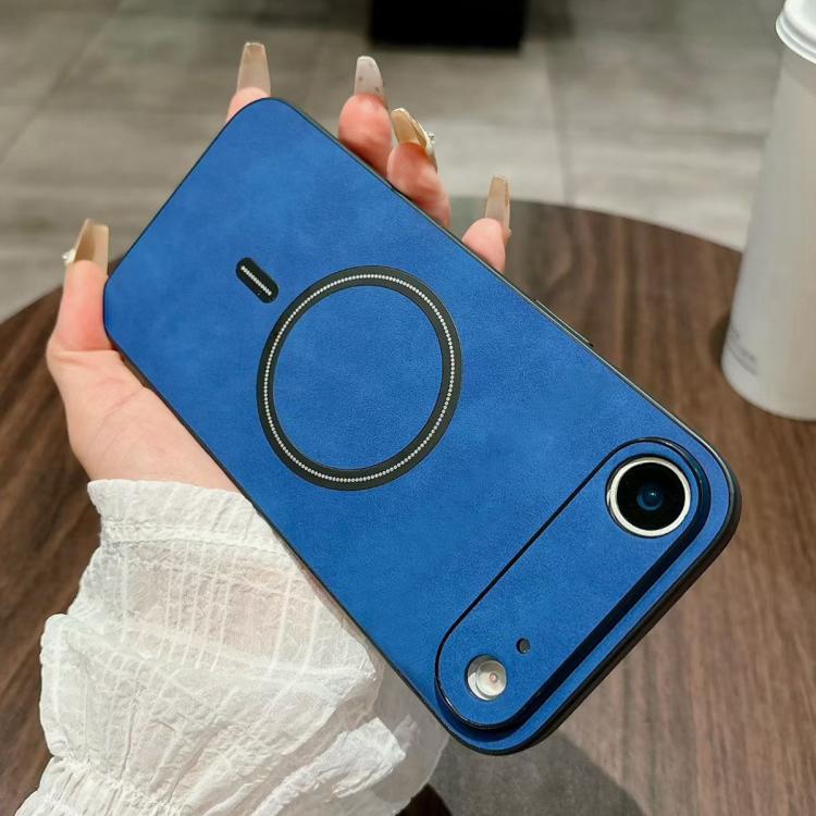 For iPhone Air Lambskin Faux Leather Magnetic Phone Case(Blue)