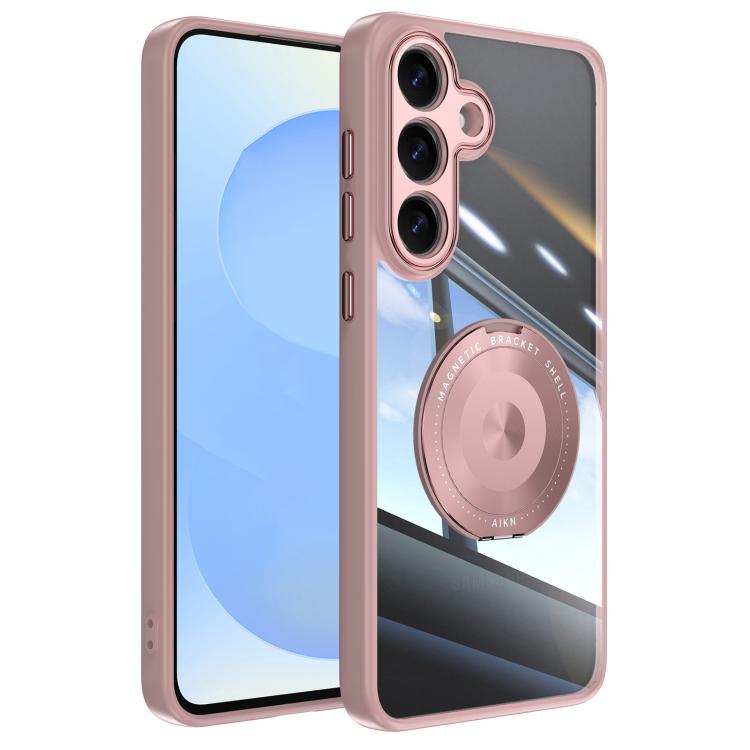 For Samsung Galaxy S26 5G 360 Holder MagSafe Acrylic Hybrid TPU Phone Case(Pink)