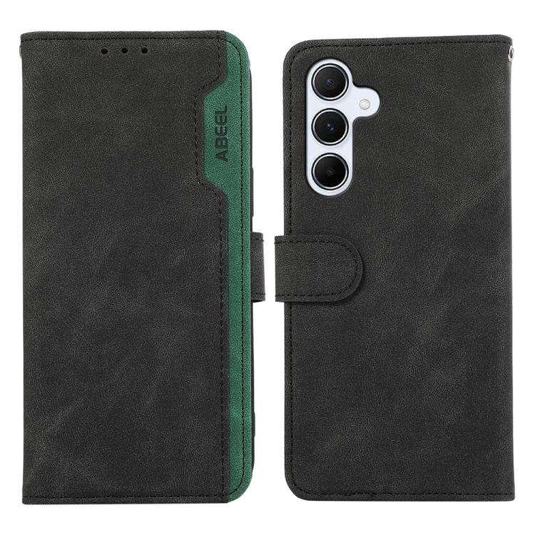 For Samsung Galaxy S26 5G ABEEL Color Block Magnetic RFID Leather Phone Case(Black-Green)