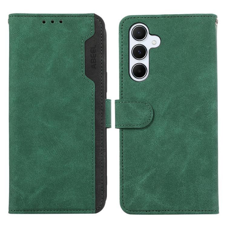 For Samsung Galaxy S26 5G ABEEL Color Block Magnetic RFID Leather Phone Case(Green-Black)