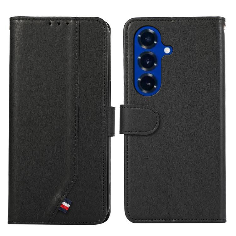 For Samsung Galaxy S26 5G ABEEL Delicate Texture Splicing RFID Leather Phone Case(Black)