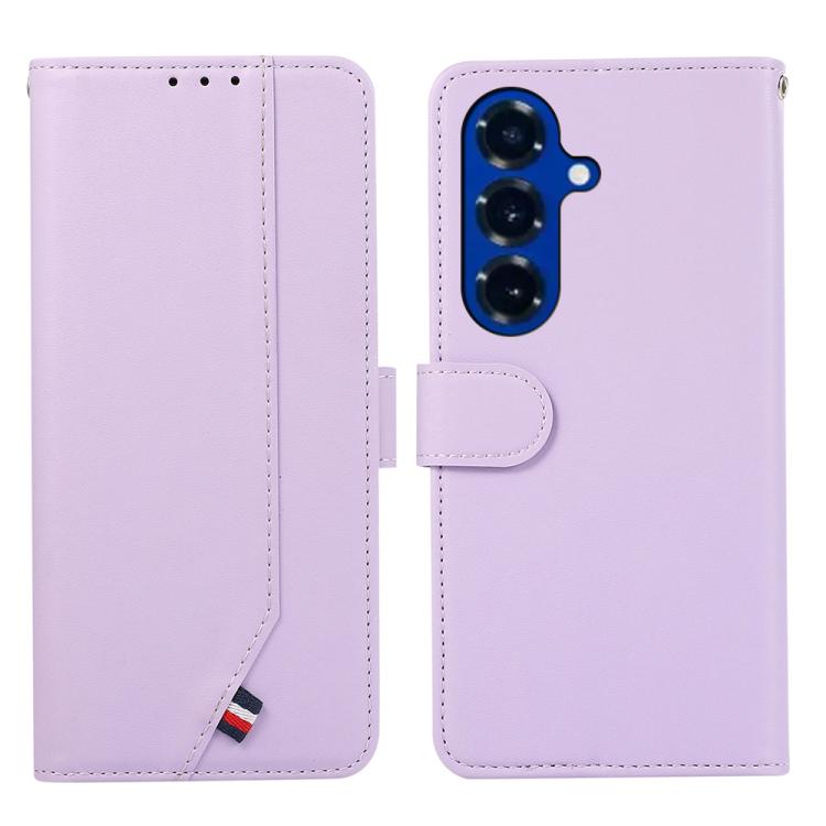 For Samsung Galaxy S26 5G ABEEL Delicate Texture Splicing RFID Leather Phone Case(Purple)