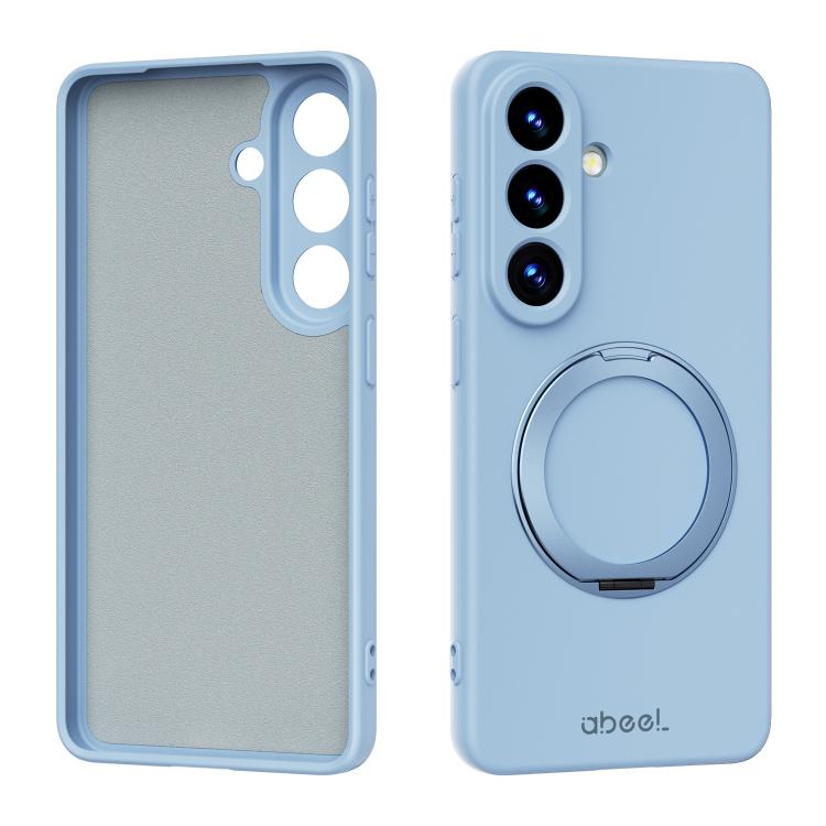 For Samsung Galaxy S26 5G ABEEL Skin-friendly Feel Magnetic Liquid Silicone Phone Case with Holder(Sky Blue)