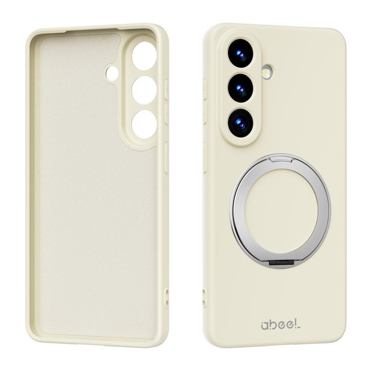 For Samsung Galaxy S26 5G ABEEL Skin-friendly Feel Magnetic Liquid Silicone Phone Case with Holder(Yellow)