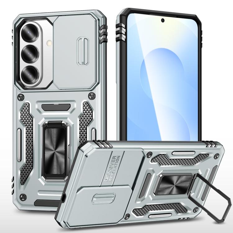 For Samsung Galaxy S26 5G Armor PC Hybrid TPU Camera Shield Phone Case(Grey)