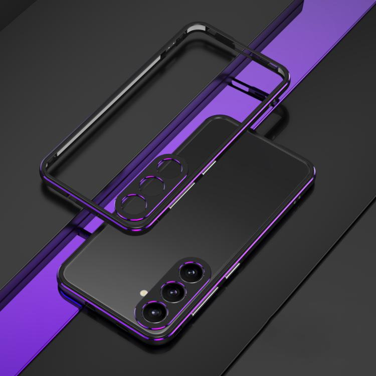 For Samsung Galaxy S26 5G Aurora Series Lens Protector + Metal Frame Phone Case(Black Purple)
