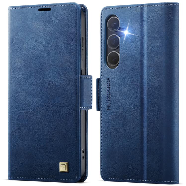 For Samsung Galaxy S26 5G AutSpace A11 Side Buckle MagSafe Magnetic RFID Phone Leather Case(Blue)