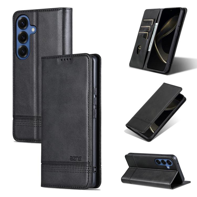 For Samsung Galaxy S26 5G AZNS Magnetic Calf Texture Flip Leather Phone Case(Black)