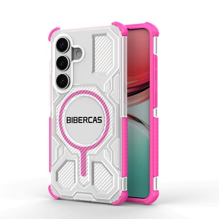For Samsung Galaxy S26 5G BIBERCAS Transparent Color Series MagSafe Air Bag Shockproof Phone Case(Pink)
