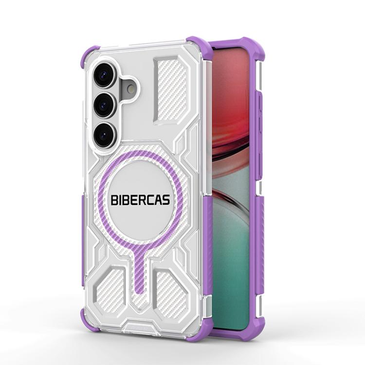 For Samsung Galaxy S26 5G BIBERCAS Transparent Color Series MagSafe Air Bag Shockproof Phone Case(Purple)