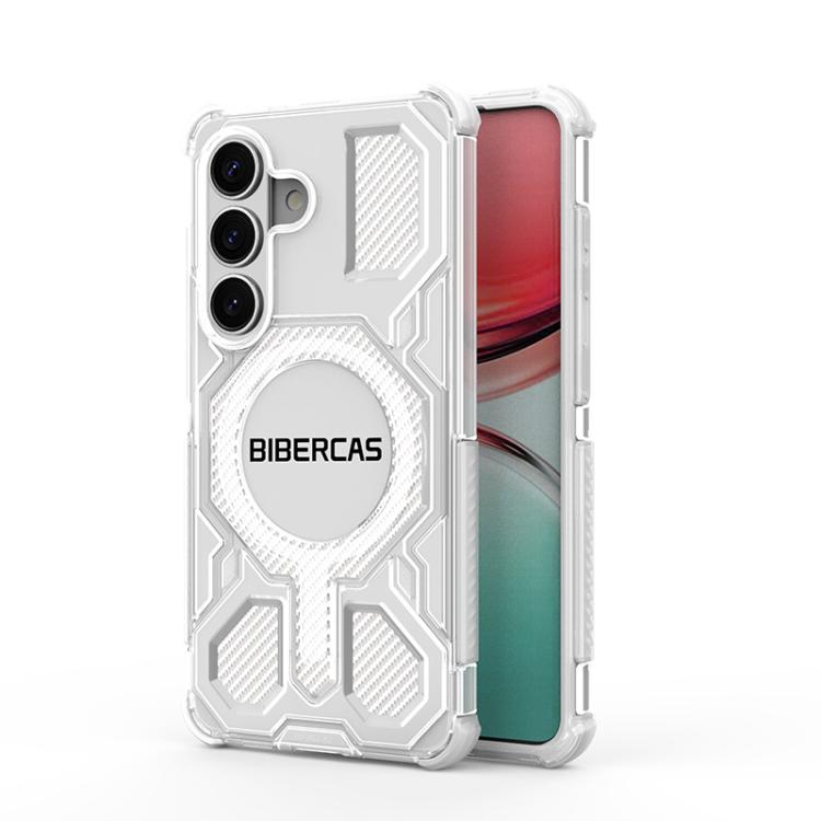 For Samsung Galaxy S26 5G BIBERCAS Transparent Color Series MagSafe Air Bag Shockproof Phone Case(White)