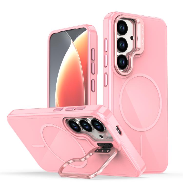 For Samsung Galaxy S26 5G Bright Color Imitation Camera Bracket Magsafe Phone Case(Pink)