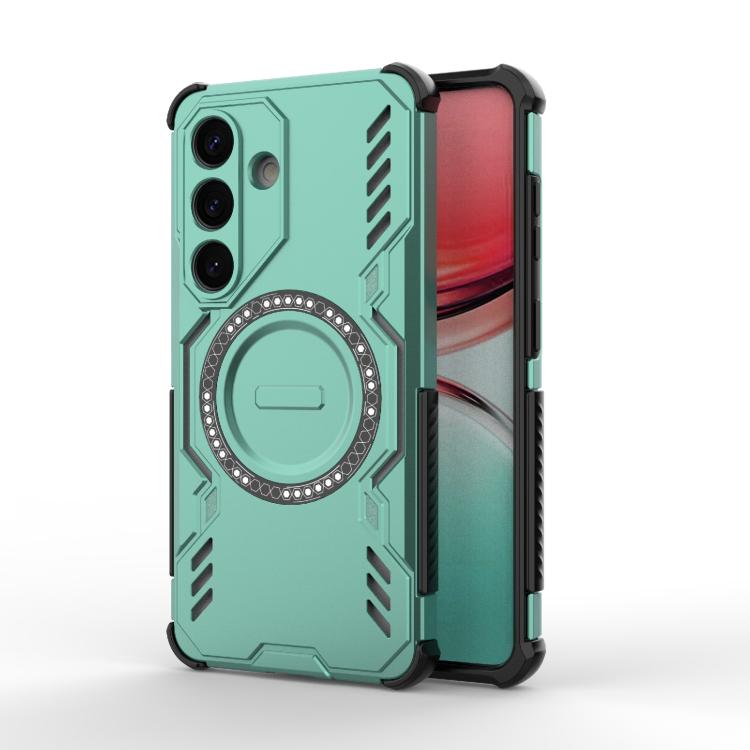 For Samsung Galaxy S26 5G Butterfly Armor MagSafe Magnetic Ring Shockproof Phone Case(Light Green)