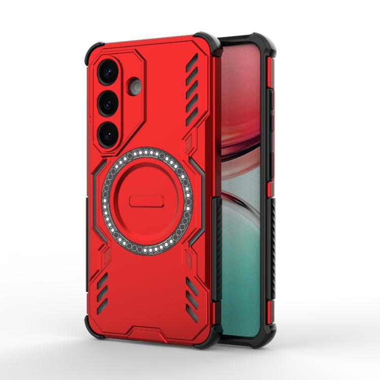 For Samsung Galaxy S26 5G Butterfly Armor MagSafe Magnetic Ring Shockproof Phone Case(Red)