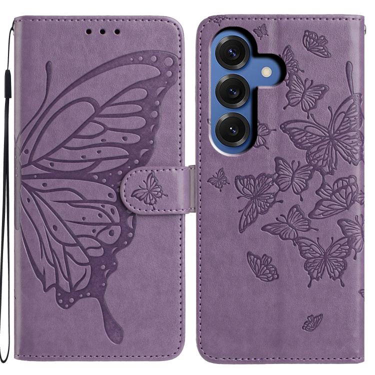 For Samsung Galaxy S26 5G Butterfly Flutter Pattern Embossed Leather Phone Case(Purple)