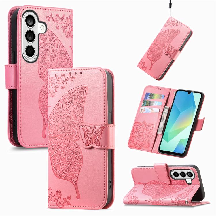 For Samsung Galaxy S26 5G Butterfly Love Flower Embossed Leather Phone Case(Pink)