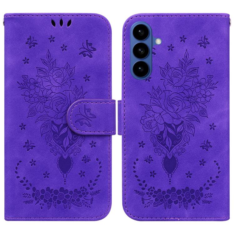 For Samsung Galaxy S26 5G Butterfly Rose Embossed Leather Phone Case(Purple)