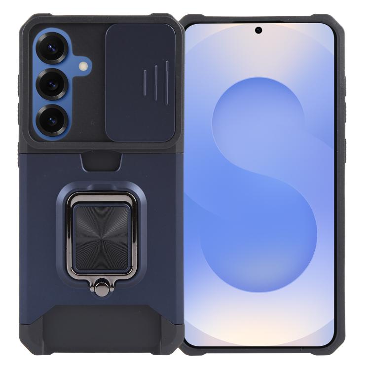 For Samsung Galaxy S26 5G Camera Shield Card Slot PC+TPU Phone Case(Blue)