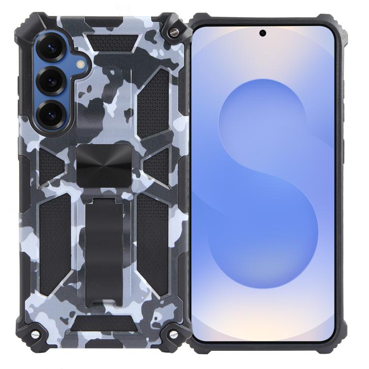 For Samsung Galaxy S26 5G Camouflage Armor Kickstand TPU + PC Magnetic Phone Case(Grey)